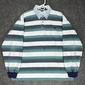 Vintage 90s Knights of Round Table Rugby Sweatshirt XL Striped Denim Collar